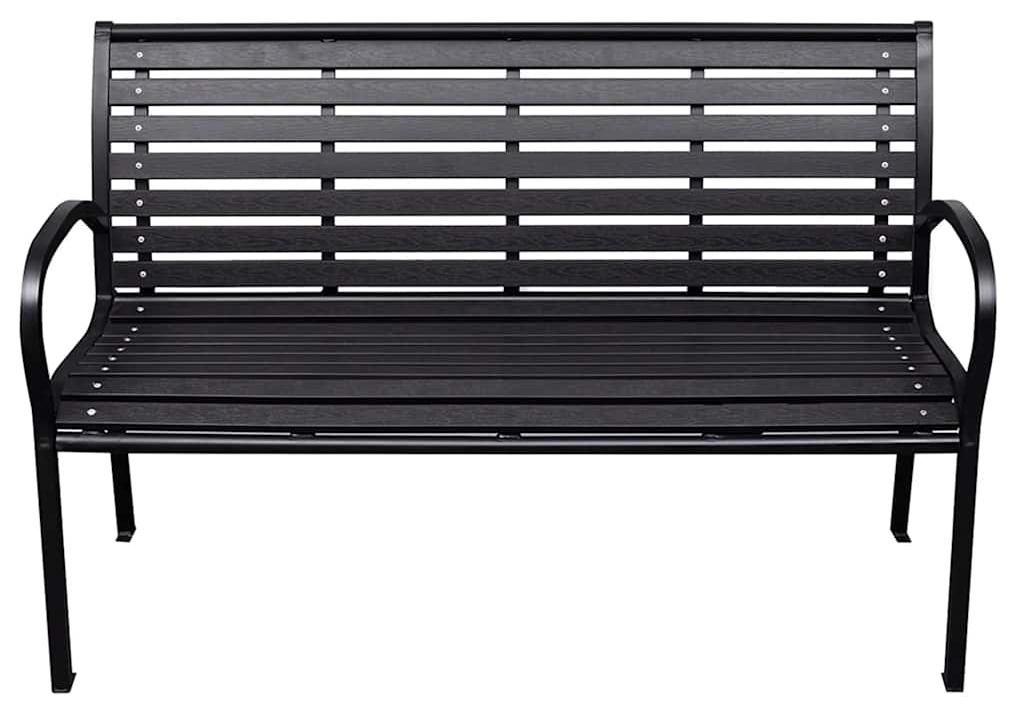 vidaXL Gartenbank Schwarz 116 cm Stahl und WPC Produktbild 