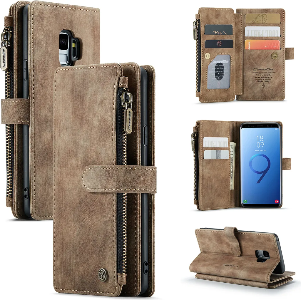 Custodia Galaxy S9 Marrone in PU Leather: Supporto e Tasca Carte
