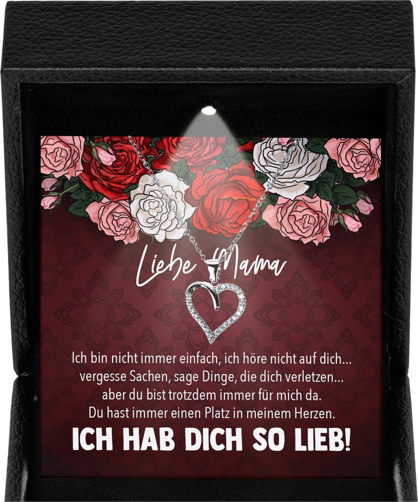 22Feels Beste Mama Geschenk Frauen Schmuck - Silber 925/000 Herz Halskette Damen - Muttertag Geburtstag Weihnachten Idee von Tochter Sohn an Mutter...