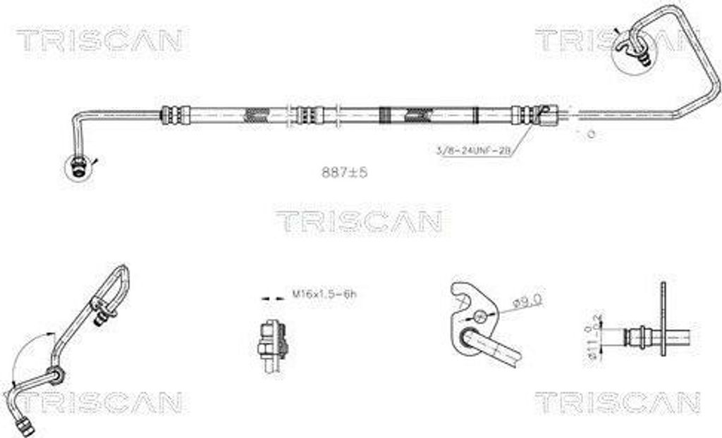 TRISCAN 8516 16010 Servoleitung für FORD Fiesta Mk5 Schrägheck (JH1, JD1, JH3, JD3) von Hydraulikpumpe nach Lenkgetriebe