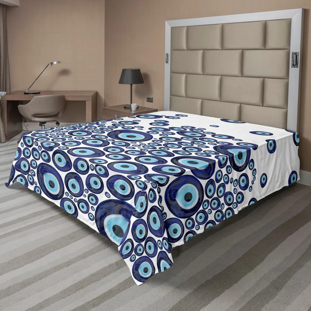 Lenzuolo Sopra Evil Eye ABAKUHAUS 266x260cm Blu Scuro - Letto Design