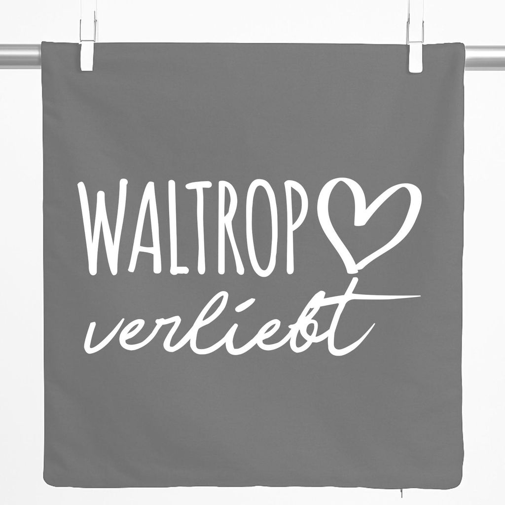 Huuraa Kissenbezug Waltrop verliebt 40x40cm Steel Grey Baumwolle Dekokissenbezug Geschenkidee