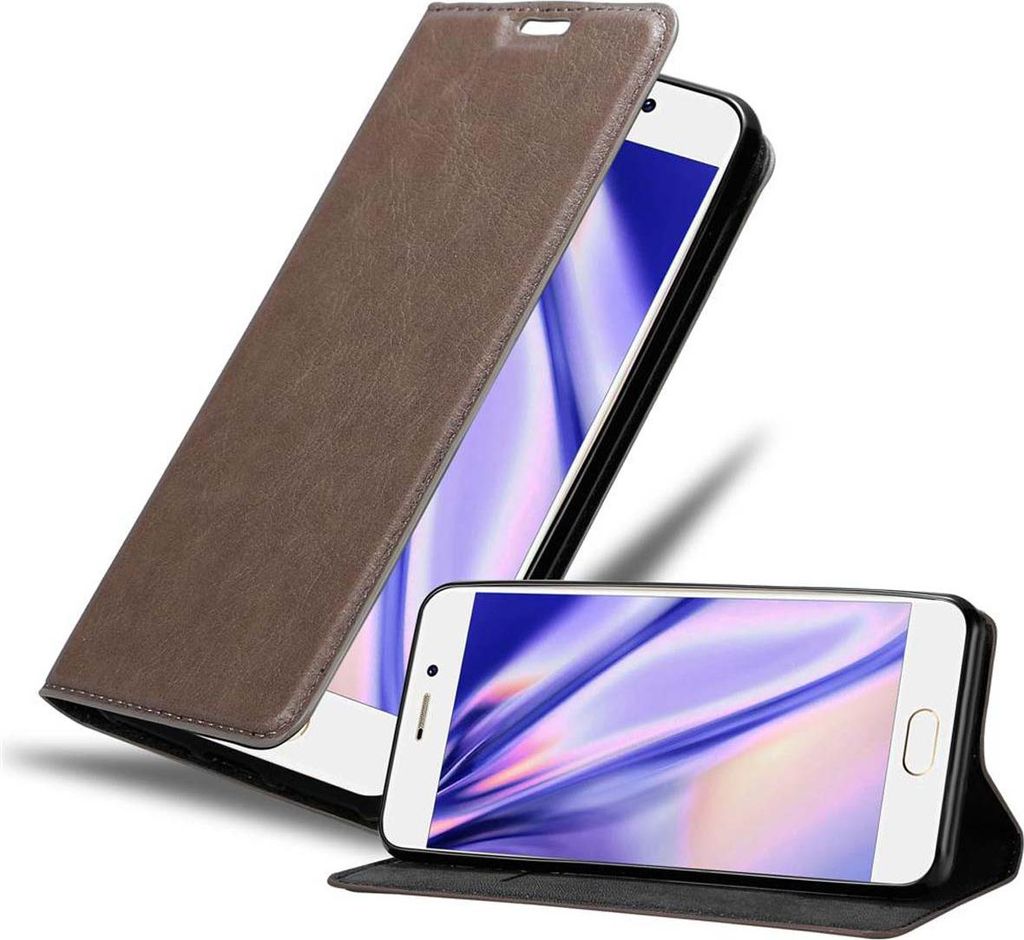 Cadorabo Hülle für MEIZU PRO 7 Schutz Hülle in Braun Handyhülle Etui Case Cover Magnetverschluss