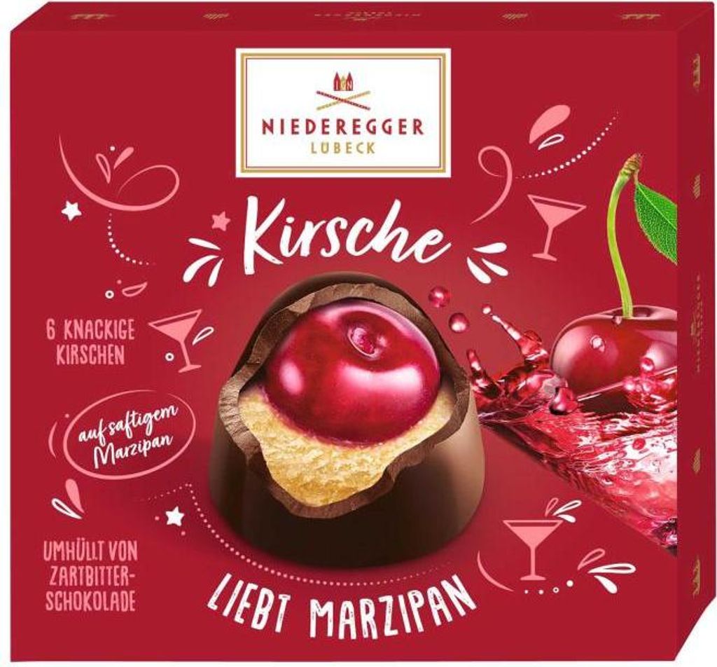 Niederegger Marzipan Pralinés Kirsche Zartbitter Schokolade Produktbild 