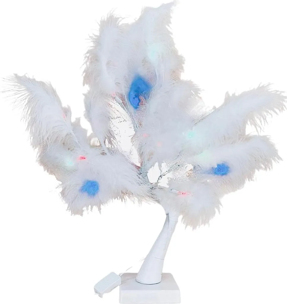 Accessoire de fête : Plumeau blanc lumineux LED 50 cm pour mariage et Noël