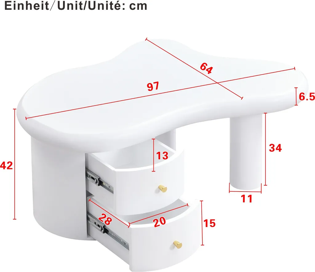 Table Basse de Salon Moderne Blanche - Table de Rangement en MDF de 97 cm - 5