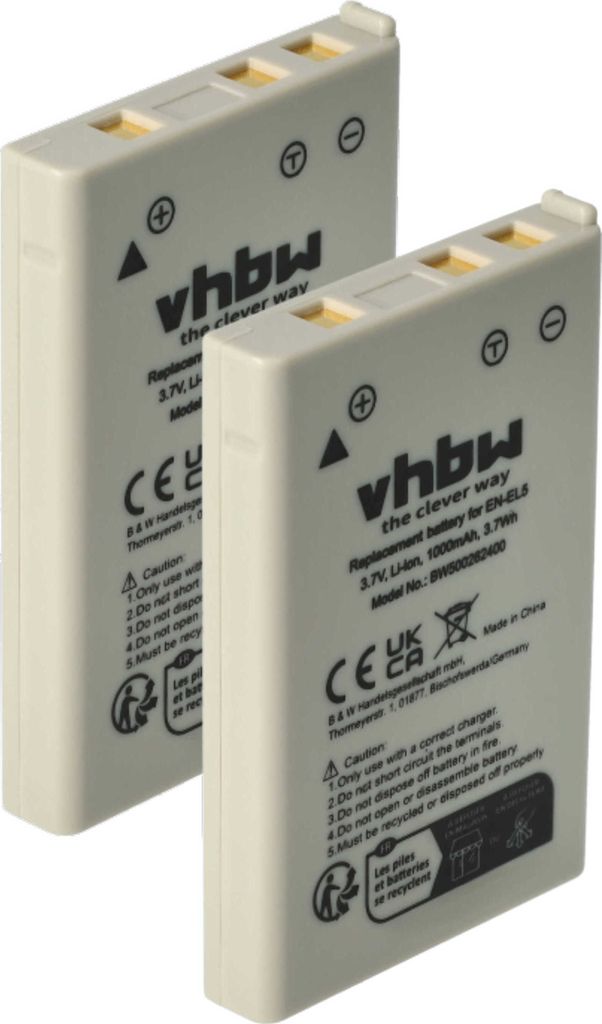 vhbw 2x Akku kompatibel mit Nikon Coolpix P6000, P80, P530, Produktbild 
