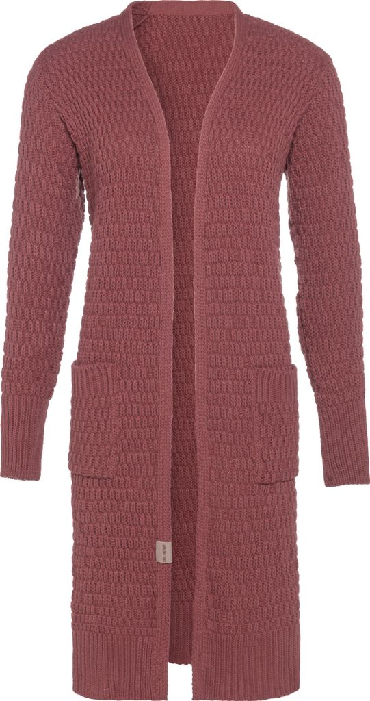 Knit Factory Jaida Lange Strickjacke - Stone Red - 40/42