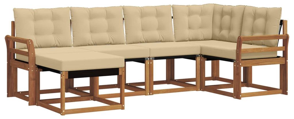 vidaXL Outdoor-Sofagarnitur mit Kissen 6 pcs Natur und Beige