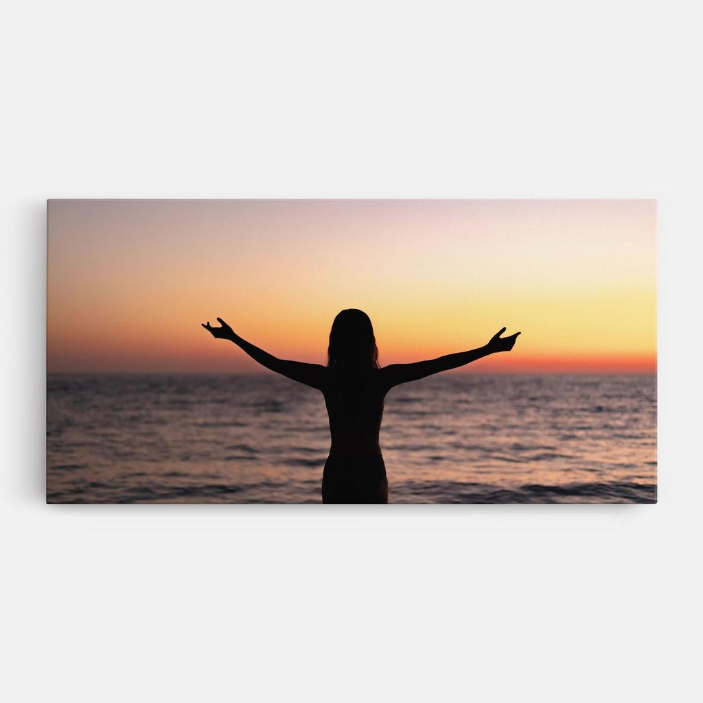 ARTHUB Leinwandbild 60x120 cm, Feeling Freedom | Wohnzimmerdekoration, Hängende Bilder, Wanddekoration, Heimdekoration, Frauen, Silhouetten