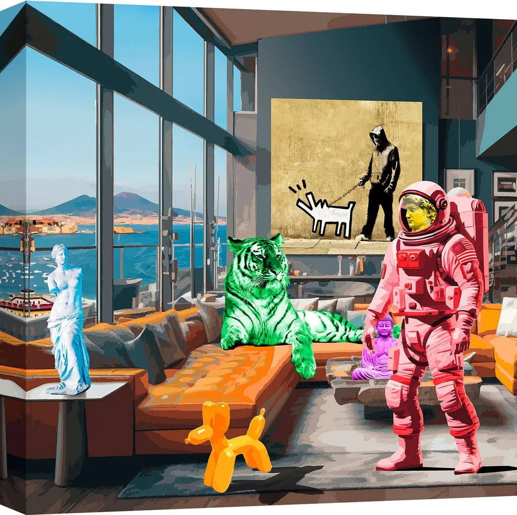 Toile Pop Art Napoli pour décoration de salon moderne, 40x40 cm