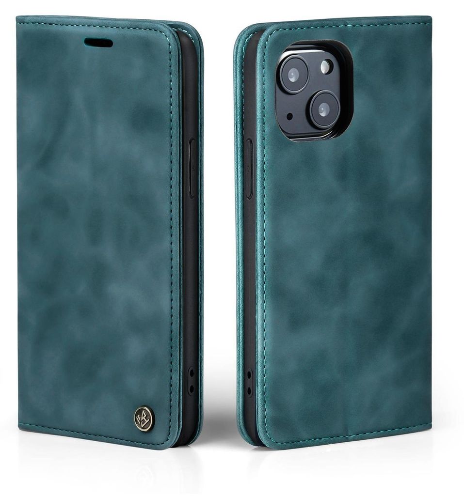 Handy Hülle für Apple iPhone 15 Plus Klapphülle Bookcase Flip Cover Handy Tasche Etui Farbe: Petrol