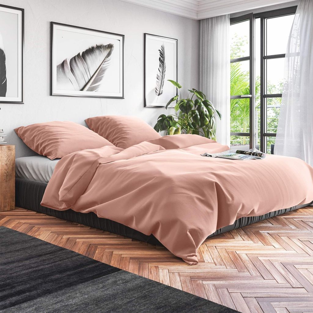 Bettwäsche 180x200 Baumwolle KLUOT Bettwäsche 180x200 Cm – Wendebettbezug Aus Reiner Baumwolle In Hellgrün-Rosa, Atmungsaktiv, Weich & Leicht, Mit Verdecktem Reißverschluss Und Eckbändern – Perfekt Fürs Schlafzimmer
