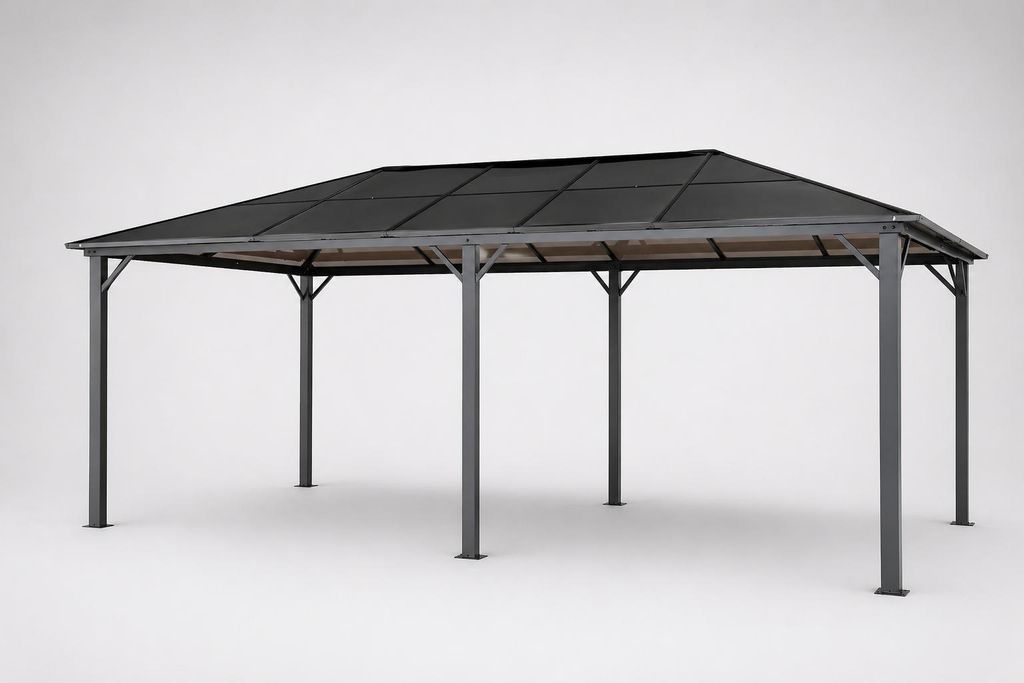 4iQ Hardtop Gartenpavillon 3x6 m mit Polycarbonatdach – Metall Pavillon für Terrasse & Garten, 18 m² Anthrazit