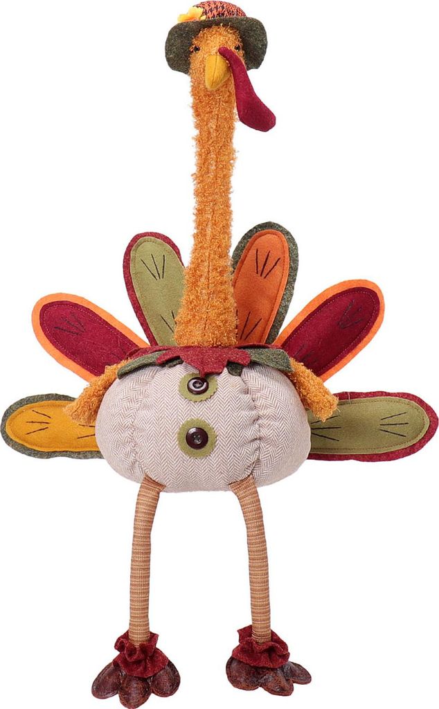 Thanksgiving-Truthahn-Dekoration, Plüsch-Truthahnpuppe mit einziehbarem Hals, dehnbarer sitzender Truthahn für die Herbsternte, Thanksgiving, Hei...