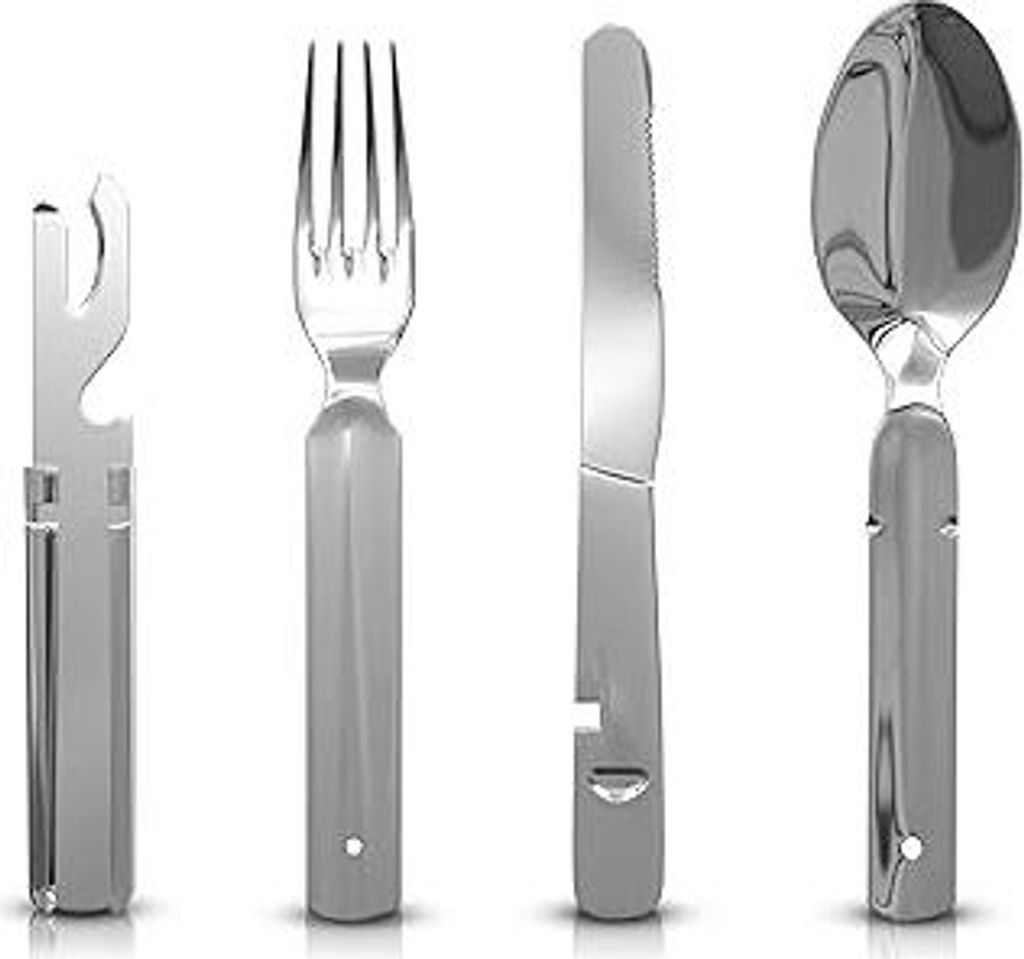 Bundeswehr Edelstahl Besteck Campingbesteck 4-Teilig Camping Besteckset Als Essbesteck Festival Outdoor Besteck