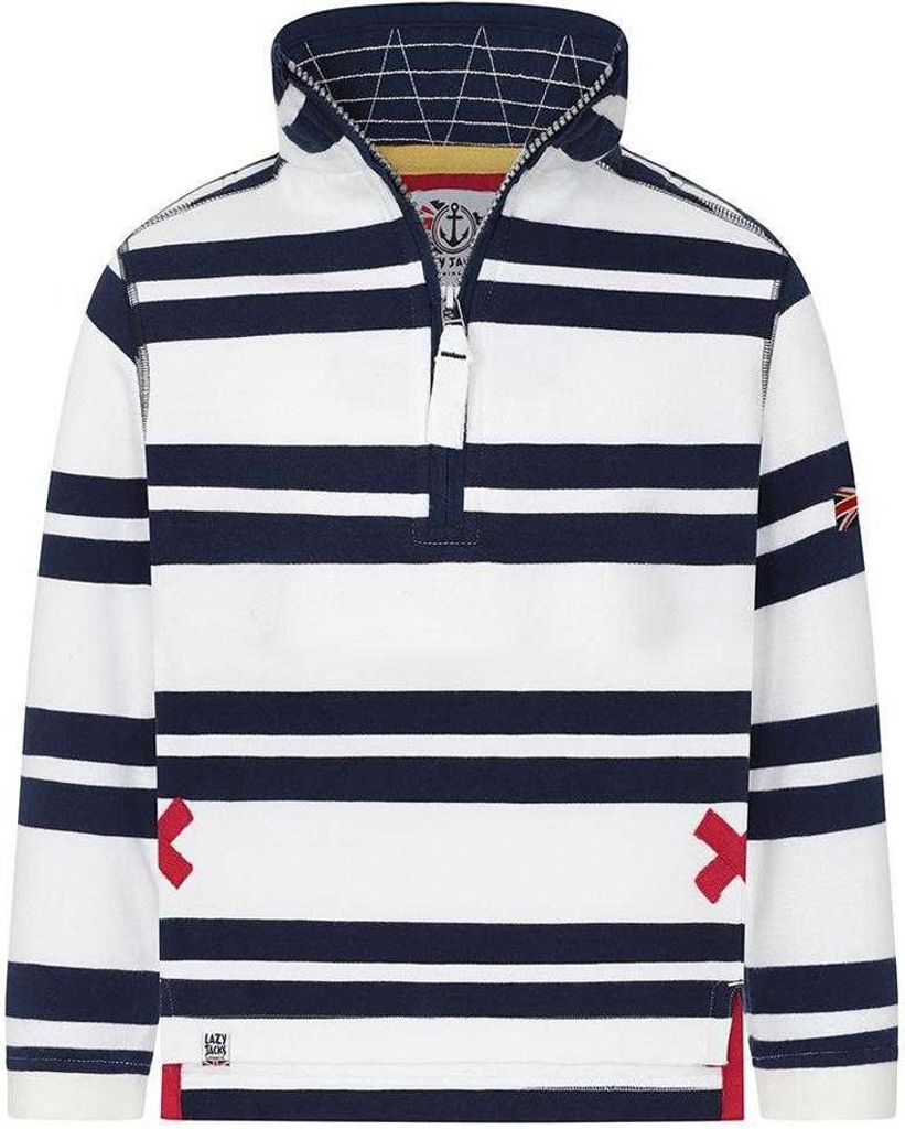 Lazy Jacks - Sweatshirt für Jungen, mit kurzem Reißverschluss LJ136 (128) (Weiß)