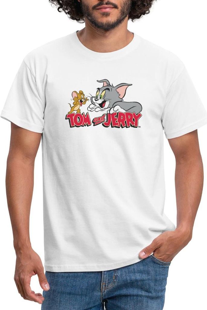 Spreadshirt Tom Und Jerry Fang Mich Doch Männer T-Shirt, L, Weiß