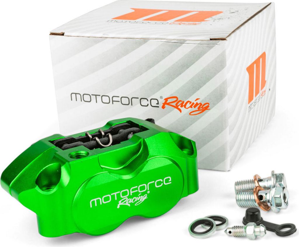 Vorderer und hinterer radialer Bremszangen mit 4 Kolben Motoforce Racing Grun