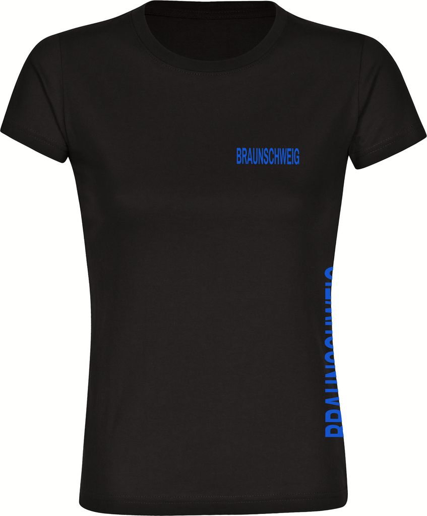multifanshop Damen T-Shirt - Braunschweig - Brust & Seite, schwarz-2, Größe XXL