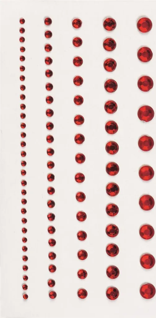 Stickers strass brillants rouges diamètres 2-6 mm pour customisation