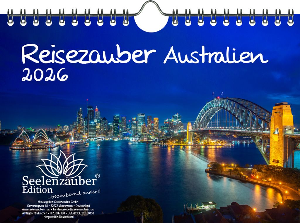 Reisezauber Australien DIN A5 Kalender für 2026 Urlaub Canberra Sydney Koala- Seelenzauber