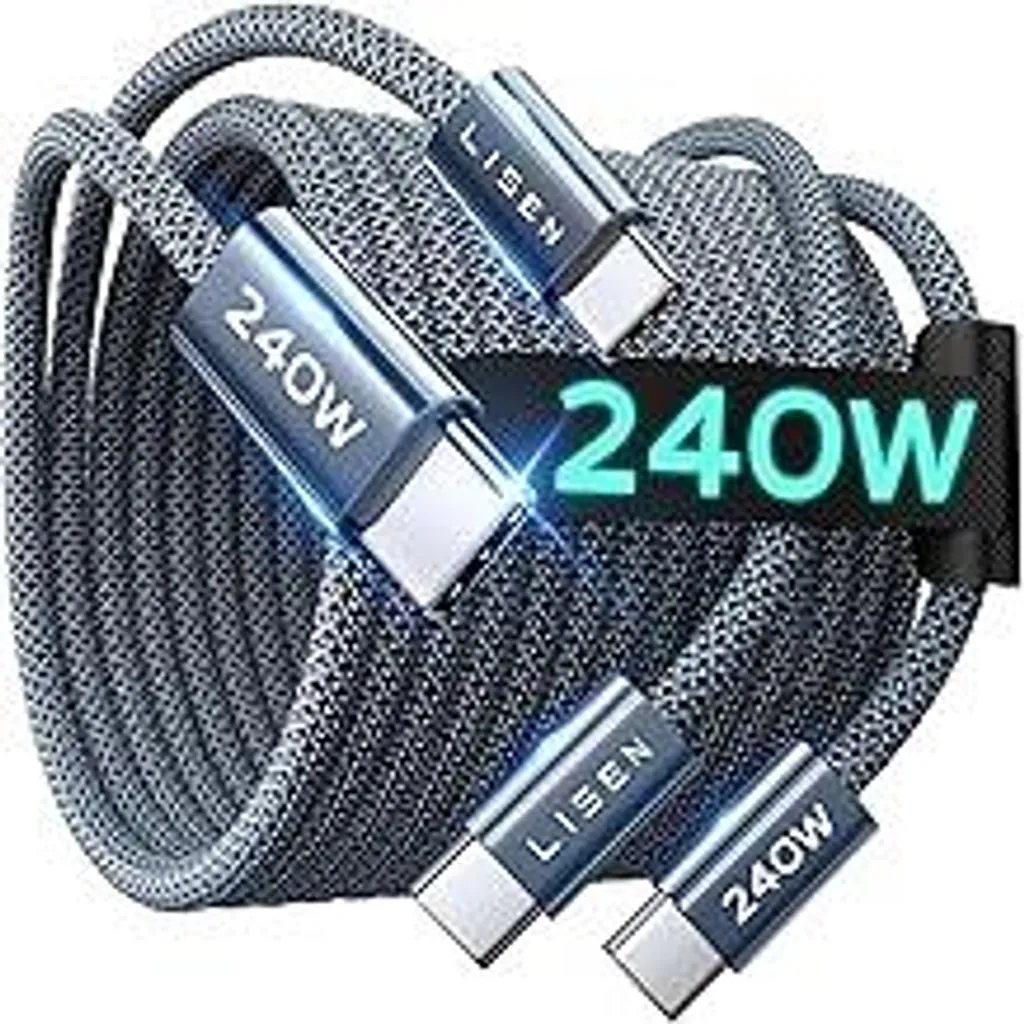 Pack 2 Cavi LISEN USB C 240W 2m - Ricarica Sicura per iPhone 16 e iPad