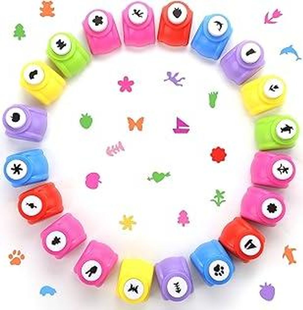 HAKACC Mini Motivstanzer Set, 20 Stück Papier Stanzer ca. 1 cm Motive, Für Scrapbooking, Kartenbasteln, Fotoalbum, Geschenkdeko und DIY Projekte