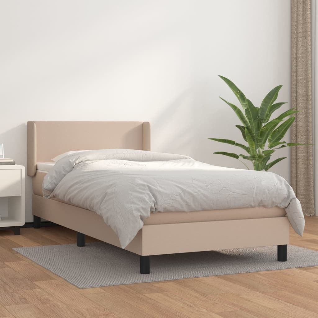 "2026 Promotion" Boxspringbett mit Matratze - Cappuccino-Braun 80x200cm - Kunstleder - Polsterbett CC6927