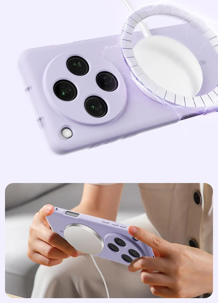 HAFFAN Custodia In Silicone TPU Per OPPO Find X8 Pro - Cover Protettiva Morbida, Colore Erba Viola, Antiurto - 3