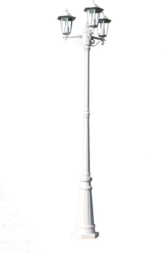 vidaXL Gartenlaterne 3-flammig 215 cm Weiß Aluminium Produktbild 