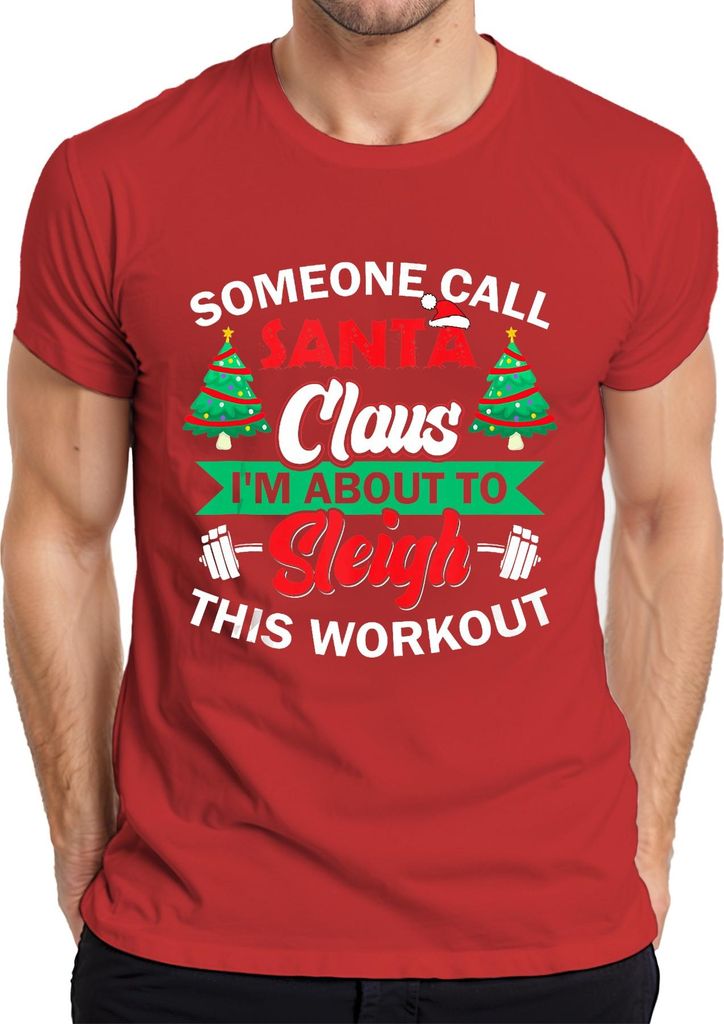 Santa Claus Sleigh This Workout Weihnachten Fitness Gym Lustig Herren T-Shirt, Rot, XL
