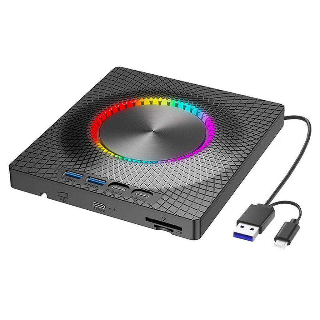 Externes DVD Laufwerk USB 3.0 Typ-C, Tragbarer RW DVD Brenner für Laptop, Desktop, MacBook, kompatibel mit Win 11/10/8/XP, MacOS und Linux