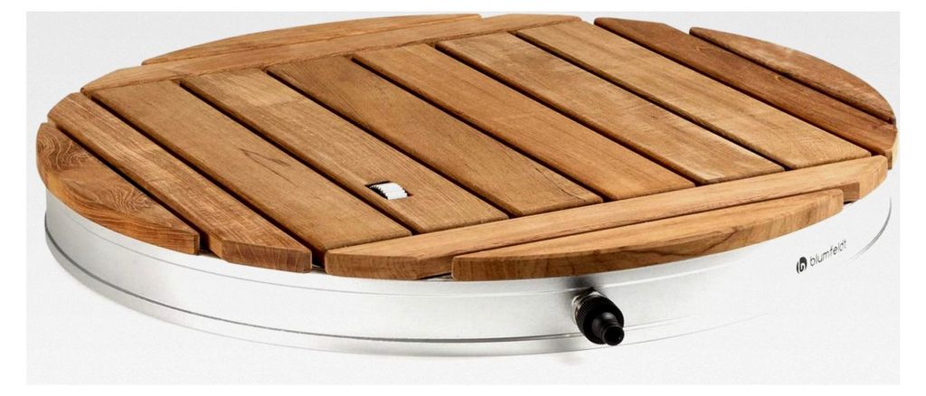 Mobile Gartendusche, Außendusche für den Garten, Bodendusche mit 4 m Fontänenhöhe, Boden-Gartendusche in Holz-Optik für Pool und Sauna, wasser...