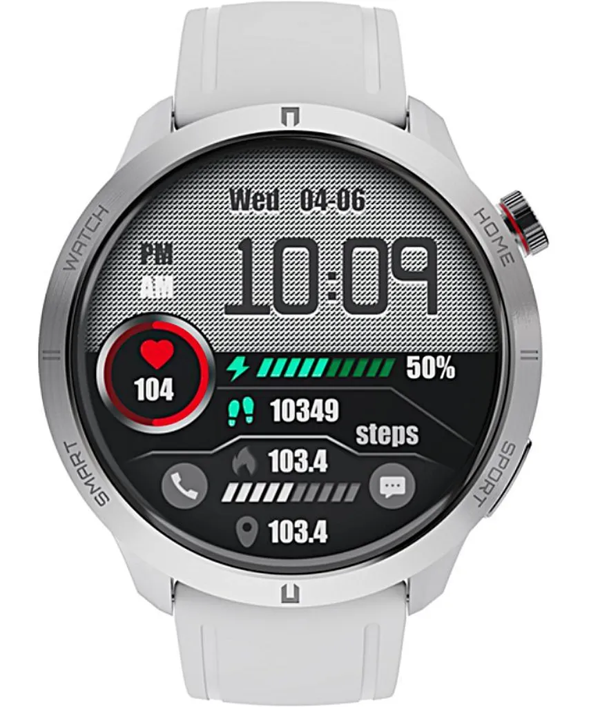 Smartwatch RUBICON RNCF14 Argent Écran HD et Bracelet Silicone Blanc Chic