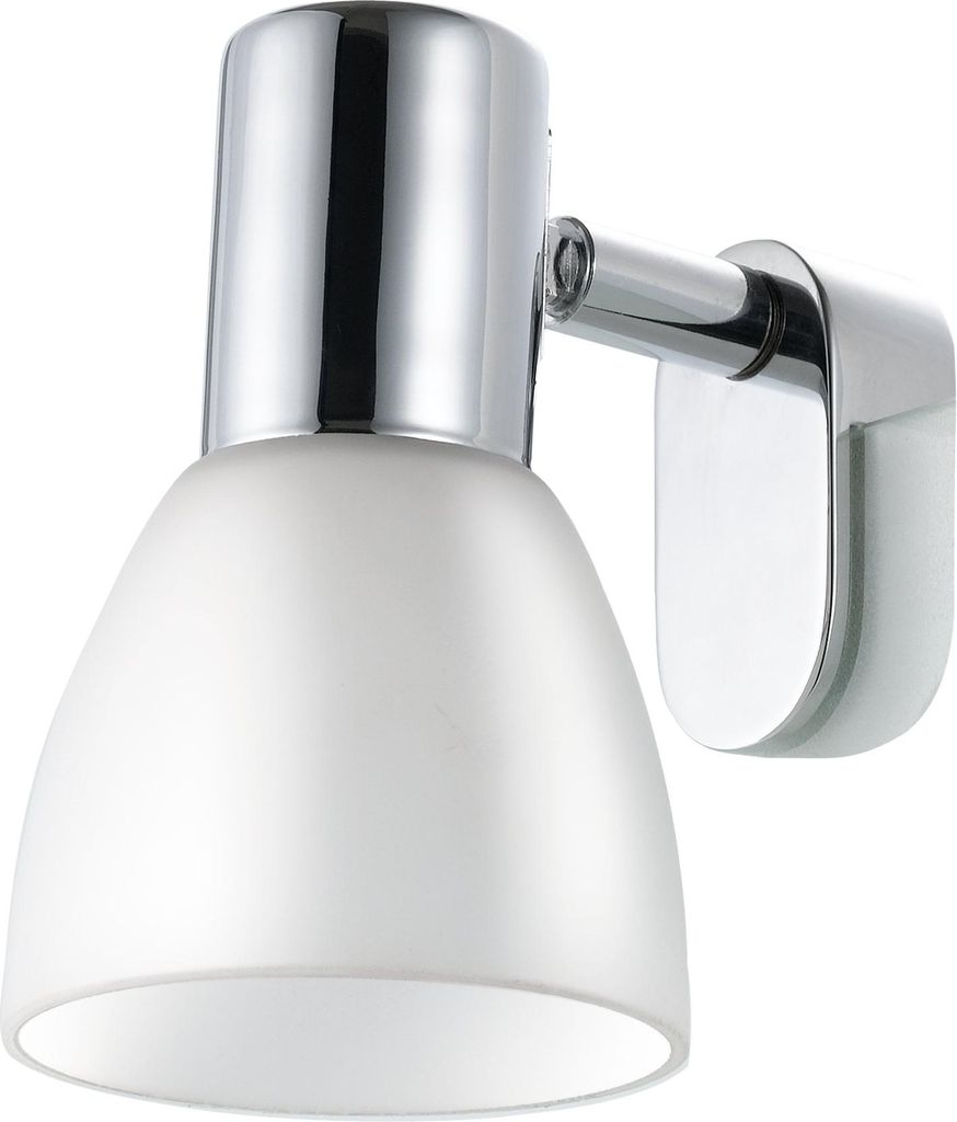 EGLO Spiegellampe Sticker, Wandleuchte, Spiegelleuchte aus Metall und opal-mattem Glas, Badezimmer Lampe in Chrom, Weiß, Feuchtraumleuchte, IP44, E14