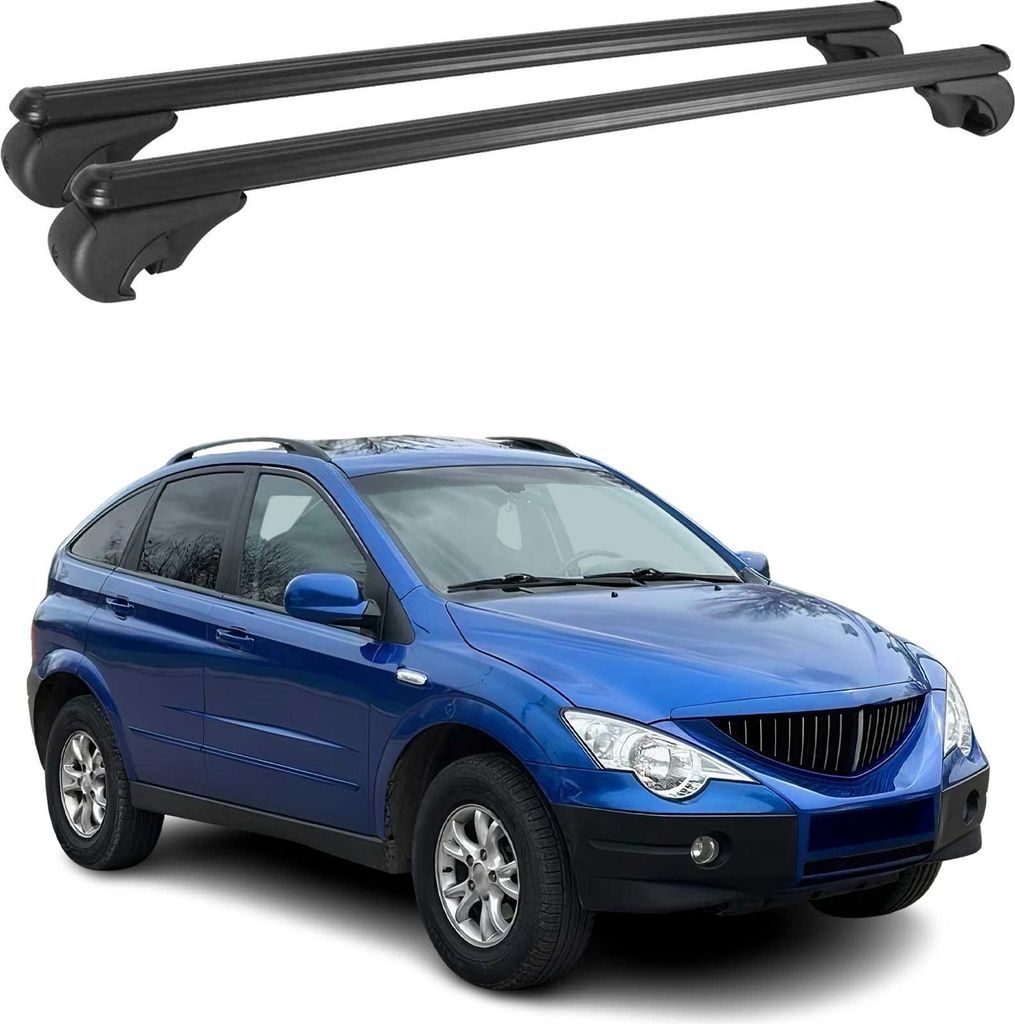 Dachträger für Ssangyong Actyon Gepäckträger Grundträger Aluminium Schwarz 2tlg
