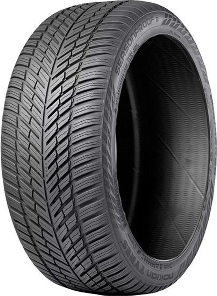 A studio shot of a single tire against a white background.