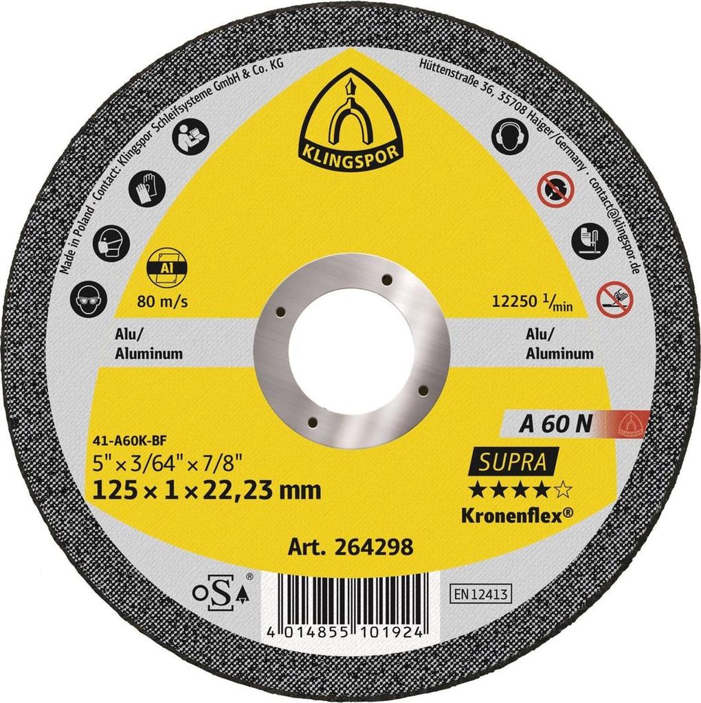 Klingspor A 60 N Trennscheiben, 125 x 1 x 22,23 mm gerade