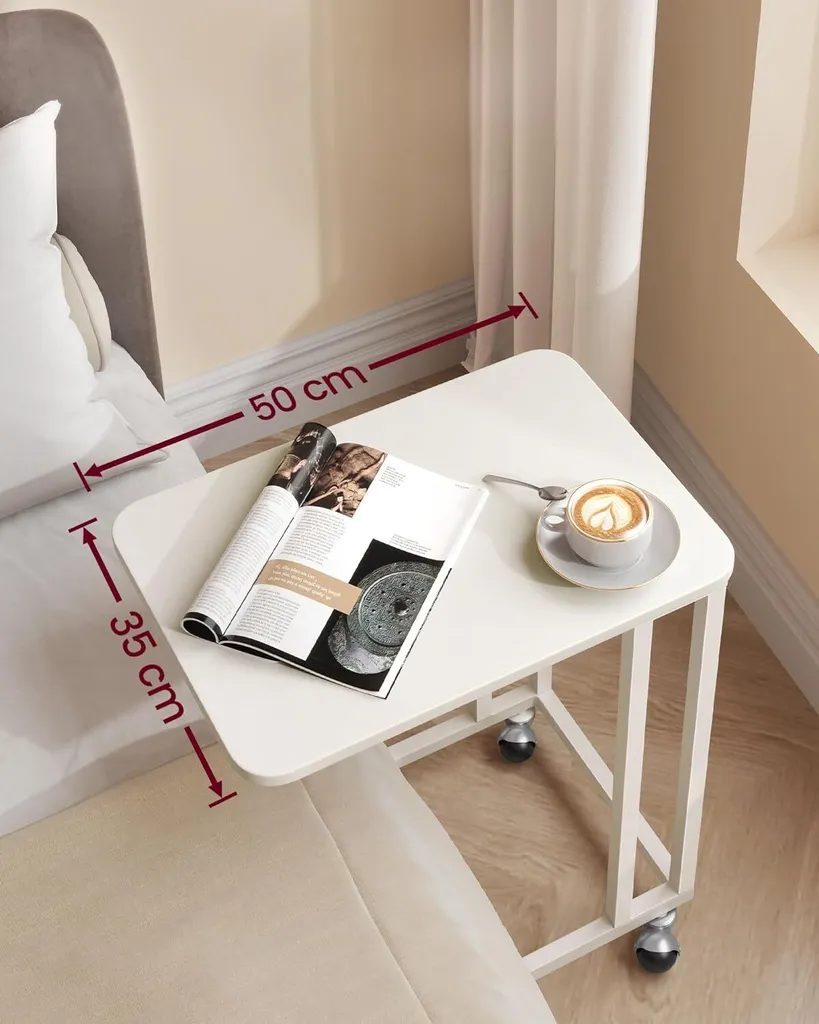 Table d'Appoint Blanche avec Structure Acier, Montage Facile et Rapide