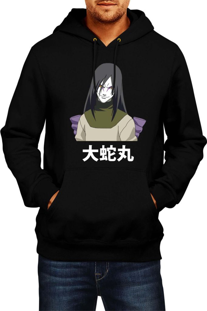 Herren Kapuzenpullover Naruto Orochimaru 03, Man XL / Schwarz