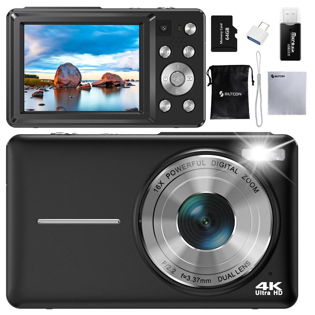 Siltcon® Digitalkamera 4K Ultra HD 64MP – Dual Lens Vlog Produktbild 