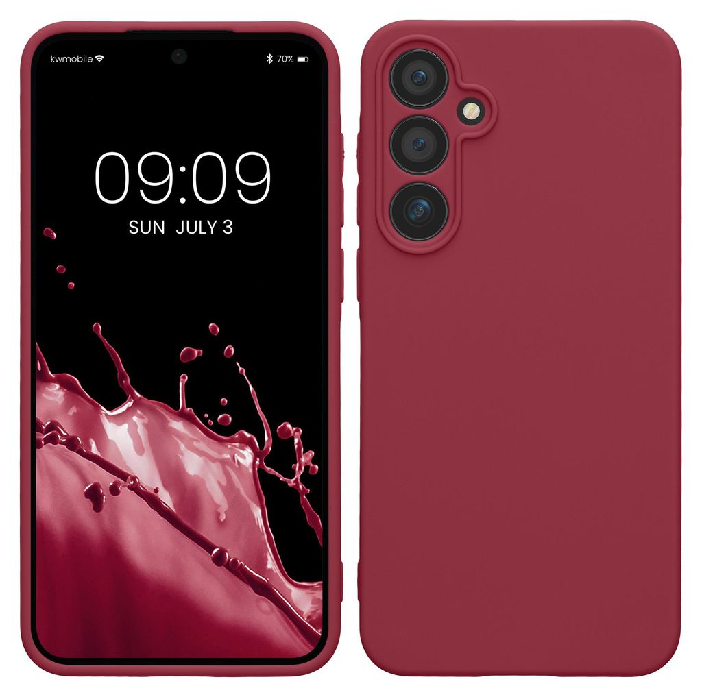 kwmobile Handyhülle für Samsung Galaxy A55 5G Hülle - weiches Handy Silikon Case - Schutzhülle Cover - Bordeaux Violett
