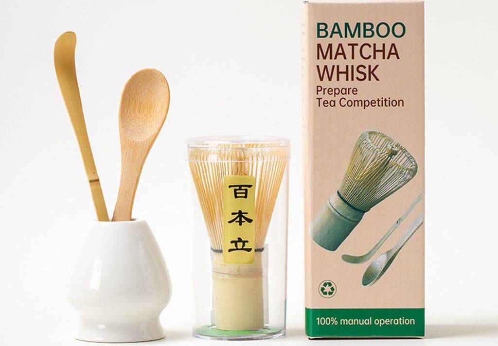 INF Matcha-Besen-Set SQ Kleines Set 4-teilig Glänzend Weiß Neue Box