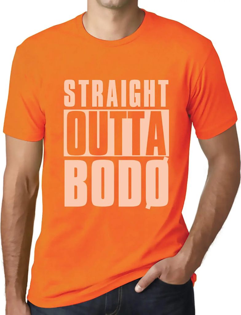 Herren Grafik T-Shirt Straight Outta Bodø Öko-Verantwortlich Vintage Jahrgang Kurzarm Lustige Druck Geburtstag Geschenk Mann