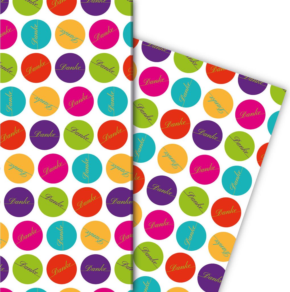 Modernes Dankes Geschenkpapier mit bunten Punkten, kleines Muster - G6349, 32 x 48cm