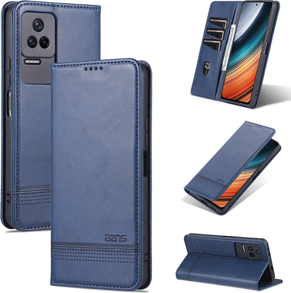 Custodia Redmi K50 Pro in Pelle Blu | Cover Portafoglio Magnetica Premium