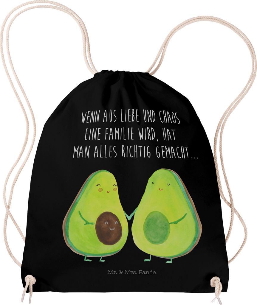 Mr. & Mrs. Panda Säckchen Avocado Pärchen - Schwarz - Geschenk, Sportbeutel, Liebe, Schwangerschaft, wander rucksack, Kinder, Turnbeutel, Jutebeu...