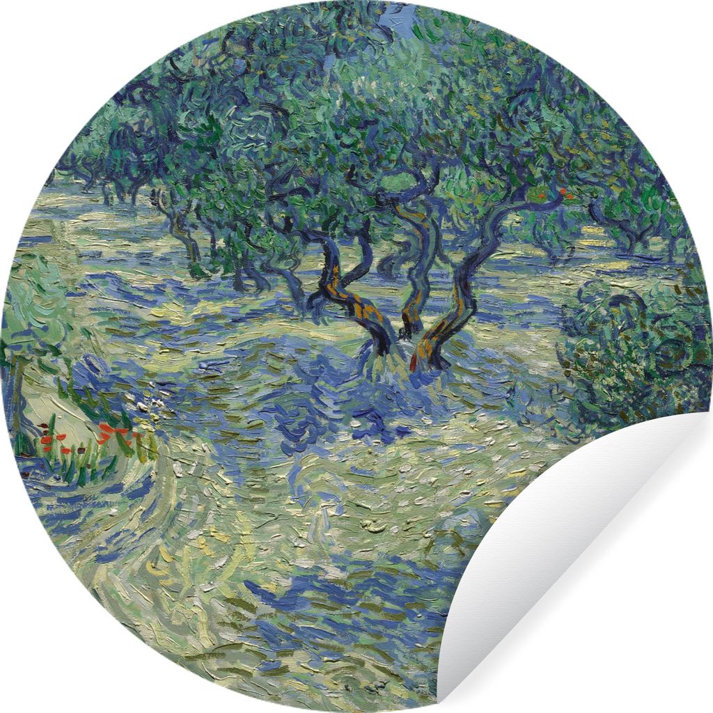 MuchoWow Runde Wandtattoo - Wandsticker Tapete Aufkleber Der Olivenhain - Gemälde von Vincent van Gogh Ø 80 cm Selbstklebend und Repositionierb...