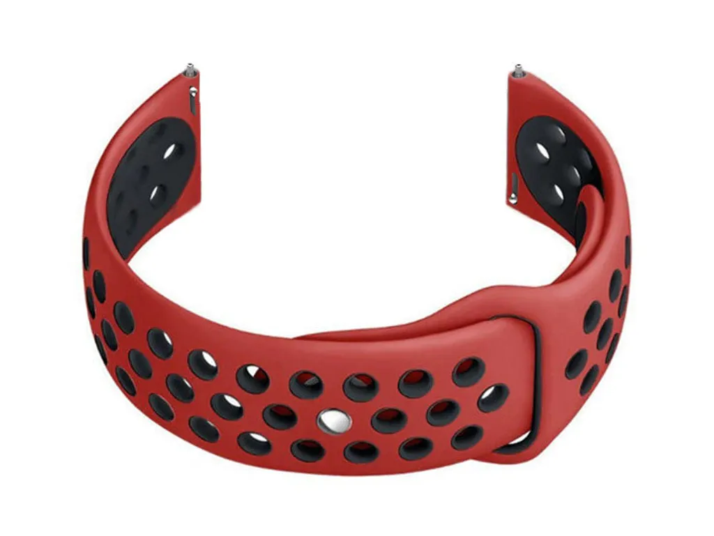 Bracelet sport U11 en caoutchouc souple rouge noir 22mm ultra résistant
